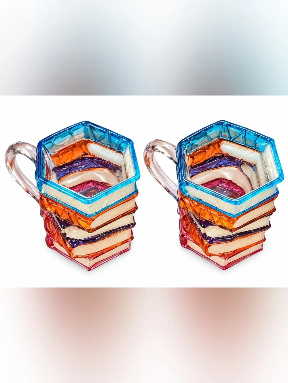 Stacked Books Glass Mugs Set of 2